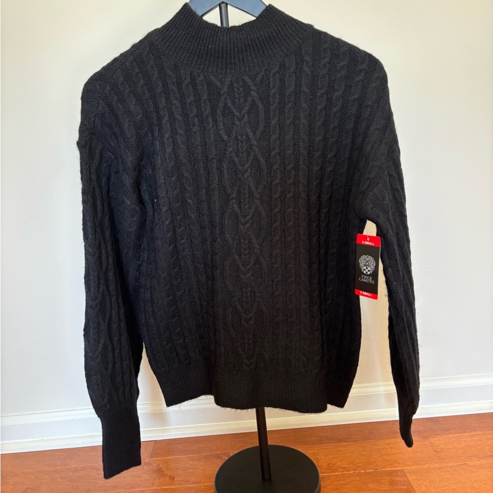 Vince Camuto‎ Black Cable Knit Sweater NWT XS